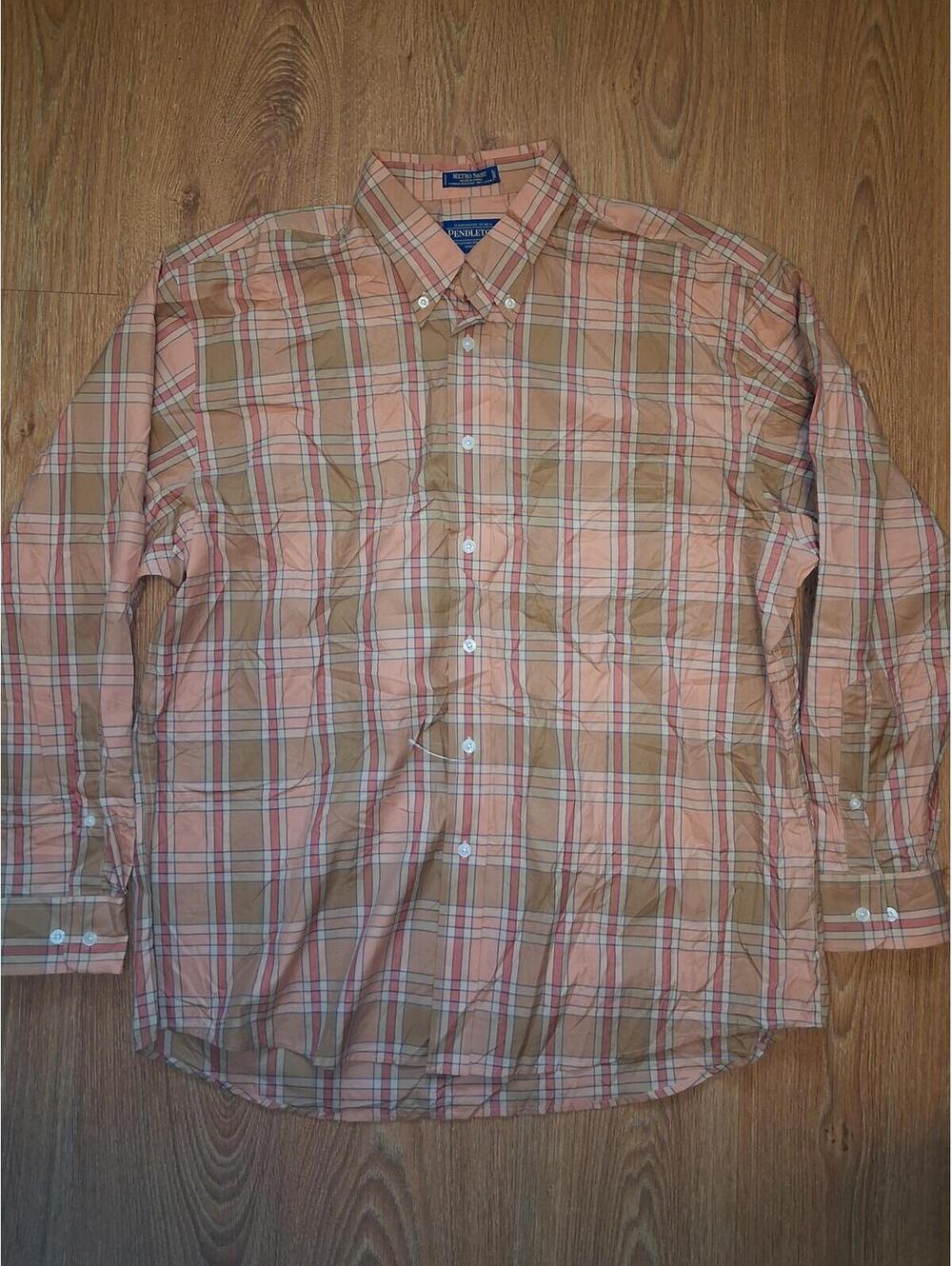 Pendleton Button Up Shirt Mens XL Orange Check Cotton